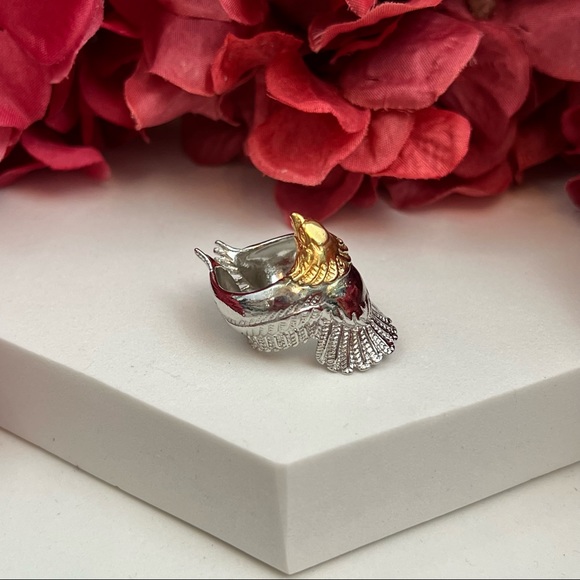Boho Tribal Gold and Silver Eagle Ring Cuff - Picture 7 of 11
